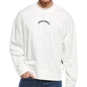 Palm Angels White & Black Crewneck Sweatshirt Size Small